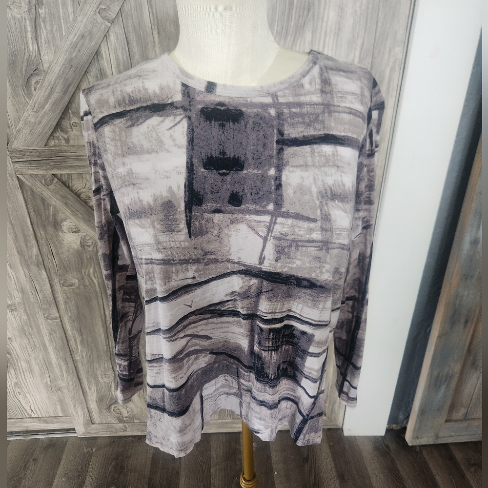 Simply Vera Wang Abstract Print Long Sleeve Top